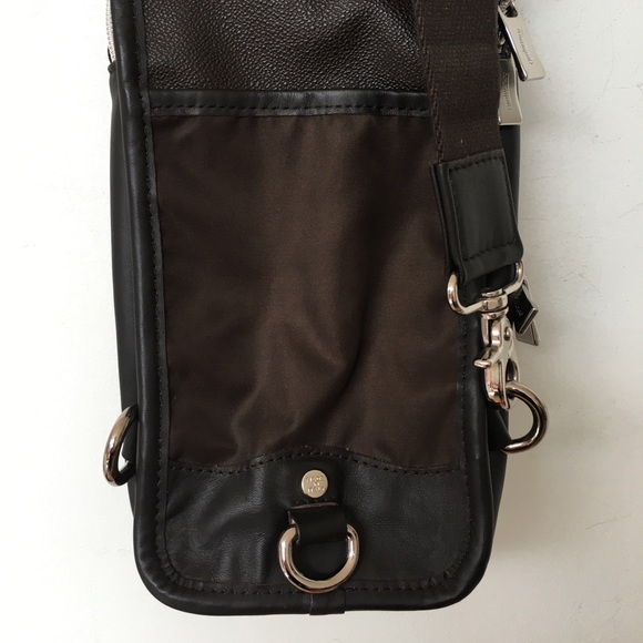 Orobianco Sling Shoulder Bag Rectangle Brown Lots of pockets 6" x 14" Crossbody - Picture 5 of 10